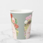 Gobelets En Papier Baby shower Sage Green Boho Bloom Cactus (Gauche)