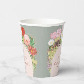 Gobelets En Papier Baby shower Sage Green Boho Bloom Cactus (Droite)