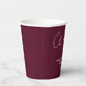 Gobelets En Papier Baby shower script moderne bordeaux élégant (Droite)