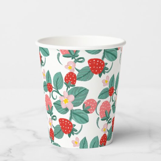 Gobelets En Papier Baby shower sucré aux fraises illustré (Verso)