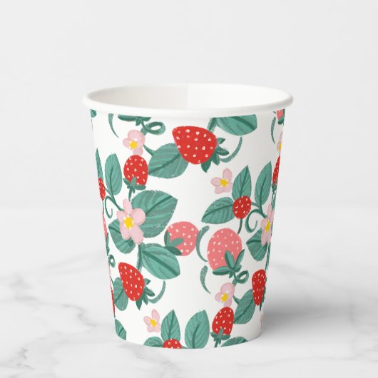 Gobelets En Papier Baby shower sucré aux fraises illustré (Gauche)
