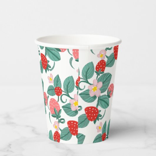 Gobelets En Papier Baby shower sucré aux fraises illustré (Droite)