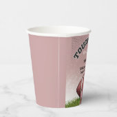 Gobelets En Papier Baby shower tactile de football à ruban rose (Droite)