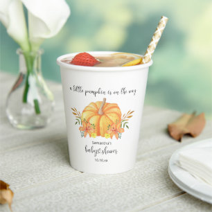 Gobelets En Papier Baby shower thème aquarelle orange Citrouille
