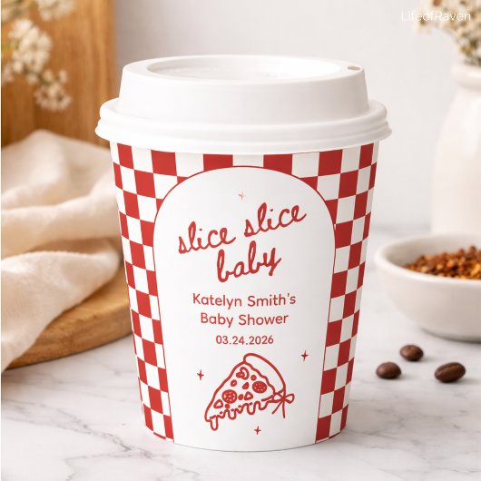 Gobelets en papier Baby Shower thème pizza