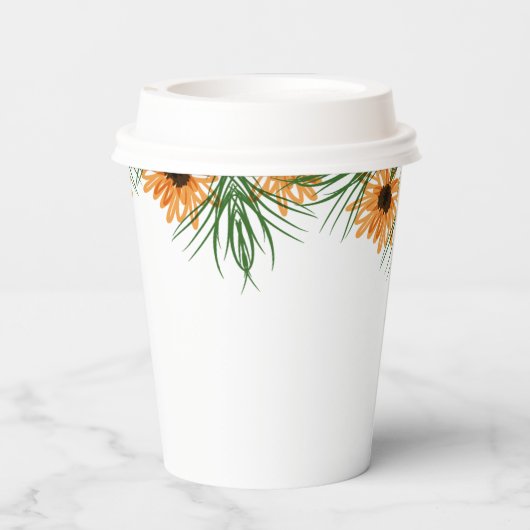 Gobelets En Papier Baby shower Tournesols Merci vert (Verso)