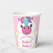 Gobelets En Papier Baby shower Unicorne rose (Verso)