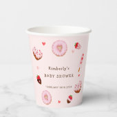 Gobelets En Papier Baby shower Valentines de Donuts Roses (Verso)
