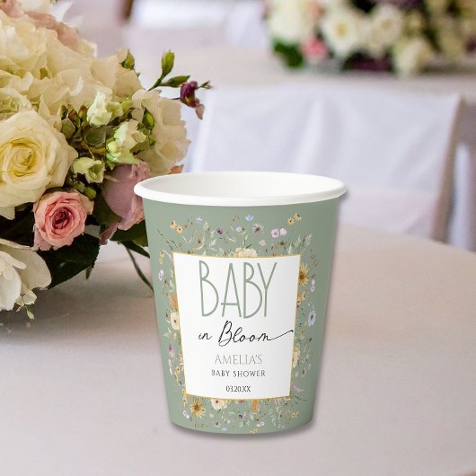 Gobelets En Papier Baby shower vert doux