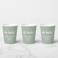 Baby shower vert moderne de taille mignonne Nom pe