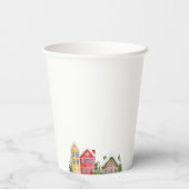 Gobelets En Papier Baby shower Village enneigé hivernal (Verso)