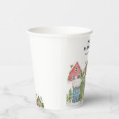 Gobelets En Papier Baby shower Village enneigé hivernal (Droite)