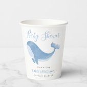 Gobelets En Papier Baby shower Watercolor Blue Whale (Verso)
