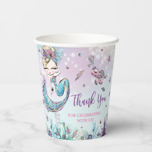Gobelets En Papier Baby shower Whimsical Blonde Mermaid Sea Corals