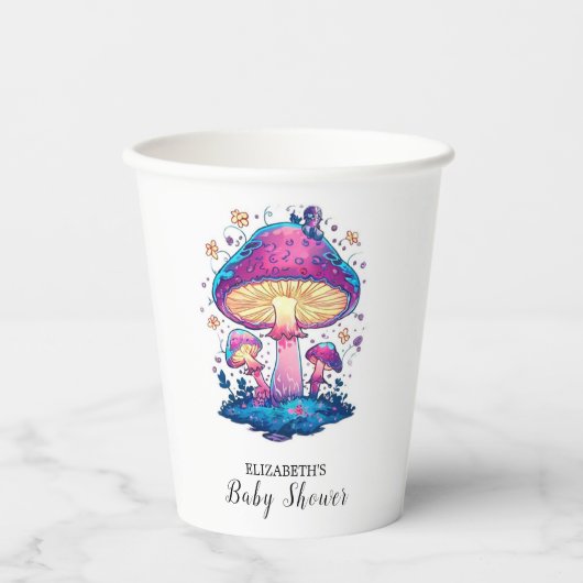 Gobelets En Papier Baby shower Whimsical Magic Mushroom (Recto)
