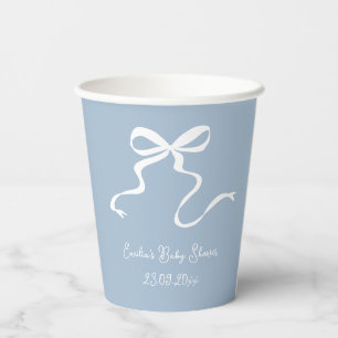Gobelets En Papier Baby shower Whimsy Dusty Blue Bow