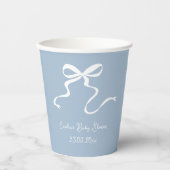 Gobelets En Papier Baby shower Whimsy Dusty Blue Bow (Recto)