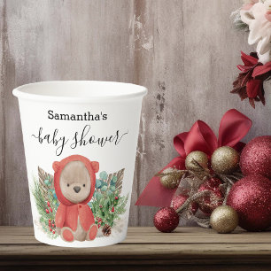 Gobelets En Papier Baby Teddy Ours Noël Bouquet Boho
