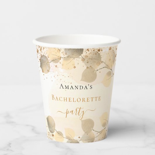 Gobelets En Papier Bachelorette fête eucalyptus nom de la parties sci (Recto)