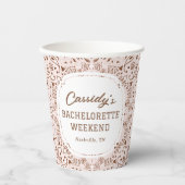 Gobelets En Papier Bachelorette occidentale rose et Brown (Recto)