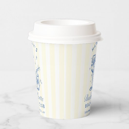 Gobelets En Papier Bachelorette Retro Cocktail Bleu & Jaune Grandes (Droite)