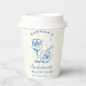 Gobelets En Papier Bachelorette Retro Cocktail Bleu & Jaune Grandes (Recto)