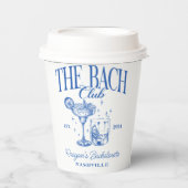 Gobelets En Papier Bachelorette Retro Cocktail bleu personnalisé (Recto)