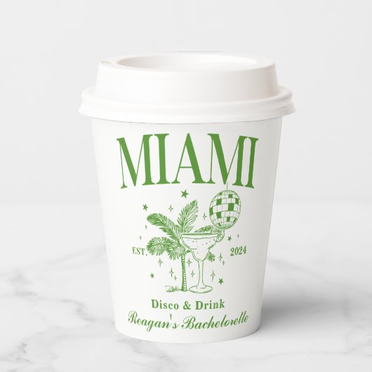 Gobelets En Papier Bachelorette Retro Cocktail Vert Personnalisé (Verso)