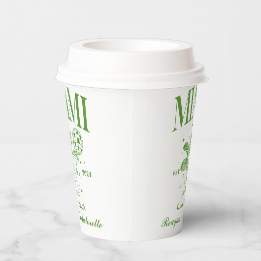 Gobelets En Papier Bachelorette Retro Cocktail Vert Personnalisé (Droite)