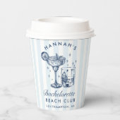 Gobelets En Papier Bachelorette Retro Moderne Bleu & Gris Gris (Verso)