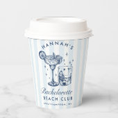 Gobelets En Papier Bachelorette Retro Moderne Bleu & Gris Gris (Recto)