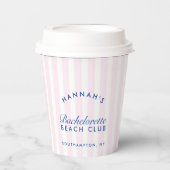 Gobelets En Papier Bachelorette Retro Navy & Pink Stripes (Recto)