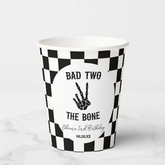 Gobelets En Papier Bad Two The Bone Skeleton 2e fête d'anniversaire (Verso)