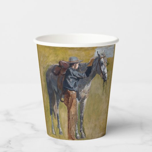 Gobelets En Papier Badlands américains : Vieux West Cowboy avec cheva (Verso)