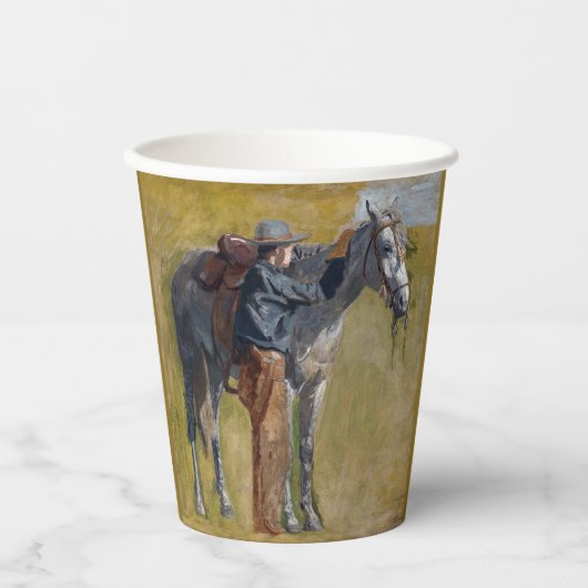 Gobelets En Papier Badlands américains : Vieux West Cowboy avec cheva (Recto)