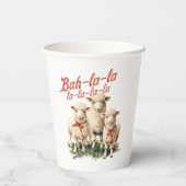 Gobelets En Papier Bah La La Cute Retro Noël Moutons (Verso)