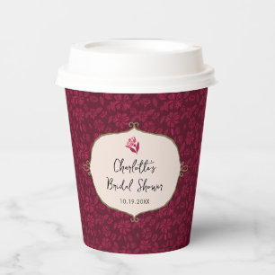 Gobelets En Papier Baigneuse de mariage floral vintage Bourgogne
