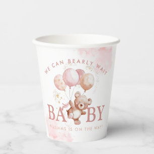 Gobelets En Papier BAILEY Pink Bearly Wait Teddy Bear Baby shower