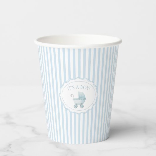 Gobelets En Papier Bain de bébé garçon bleu clair (Verso)