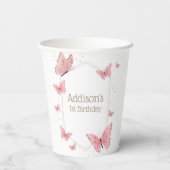 Gobelets En Papier Baisers à papillon et voeux d'anniversaire (Verso)