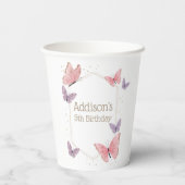 Gobelets En Papier Baisers à papillon et voeux d'anniversaire Anniver (Verso)