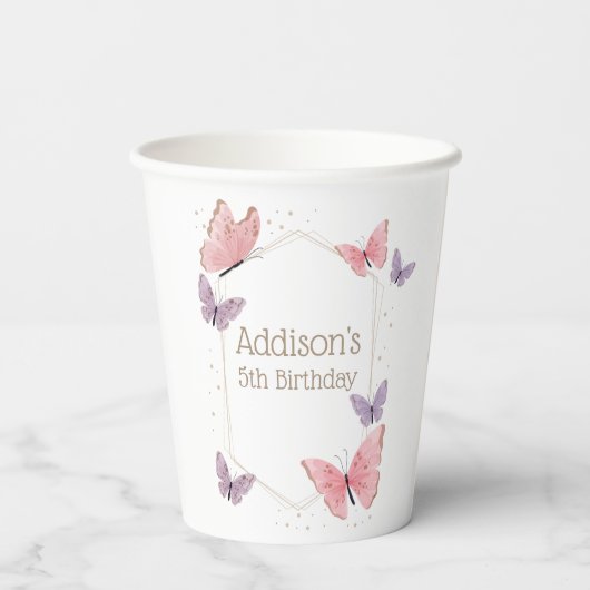 Gobelets En Papier Baisers à papillon et voeux d'anniversaire Anniver (Verso)