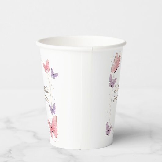 Gobelets En Papier Baisers à papillon et voeux d'anniversaire Anniver (Droite)