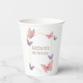 Gobelets En Papier Baisers à papillon et voeux d'anniversaire Anniver (Recto)