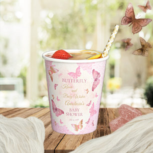Gobelets En Papier Baisers à papillon et voeux de bébé Baby shower fi