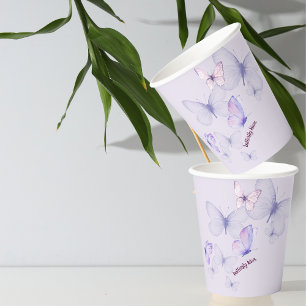 Gobelets En Papier Baisers à papillon et voeux pour bébé Texte d'en