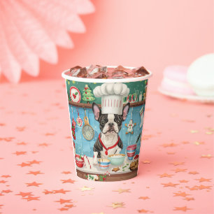Gobelets En Papier Baking des vacances avec un Boston Terrier : Noël