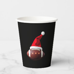 Gobelets En Papier Bal de football américain de Noël Santa Hat (3)