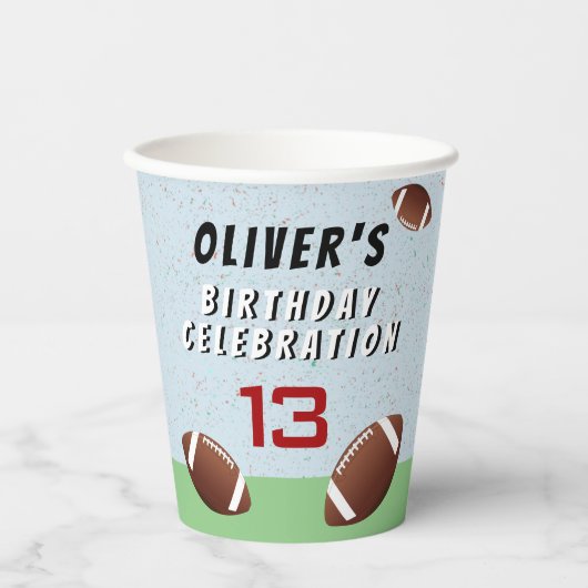 Gobelets En Papier Bal de football américain fête d'anniversaire (Recto)