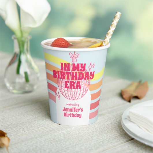 Gobelets En Papier Bal Disco Rose Retro Dans Mon Anniversaire Fête (Insitu)